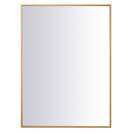 Metal Frame Rectangle Mirror 27 Inch In Brass